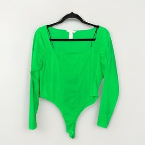 H&M Bright Green Long Sleeve One-Piece Bodysuit